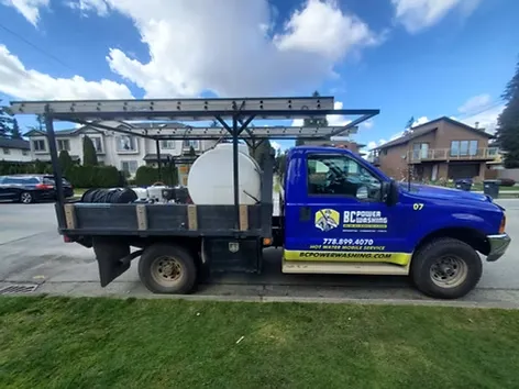 BC Power Washing logo on work truck