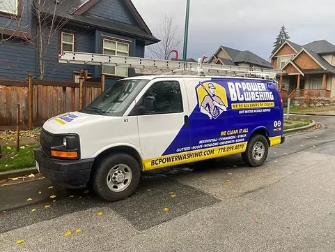 BC Power Washing logo on work van